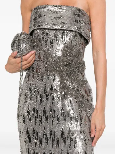 Elie Saab Sequin-embellished Strapless Maxi Dress In Gray