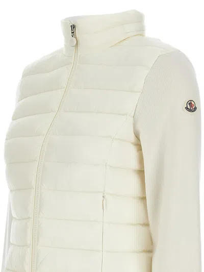 Moncler Quilted Knit-panel Jacket In White