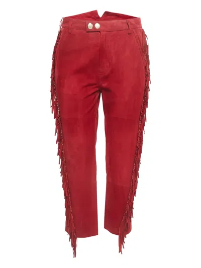 Pre-owned Zadig & Voltaire Fringed Suede Trousers