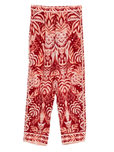 Farm Rio Tropical Tapestry Pleated Ikat Trousers In Multi