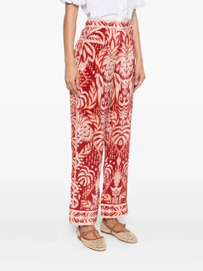 Farm Rio Tropical Tapestry Pleated Ikat Trousers In Multi