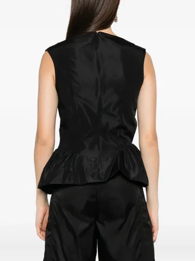 Simone Rocha Draped Peplum Top In Black