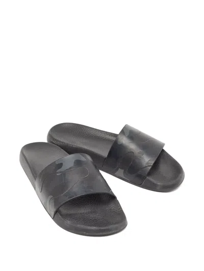 Pre-owned Valentino Garavani Camouflage-print Slides In Black
