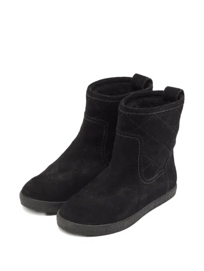 Pre-owned Tory Burch Suede Quilted Boots In Black