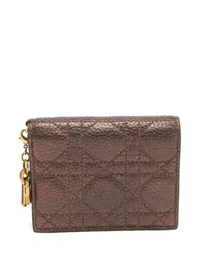 Pre-owned Dior Quilted Leather Cardholder In Brown