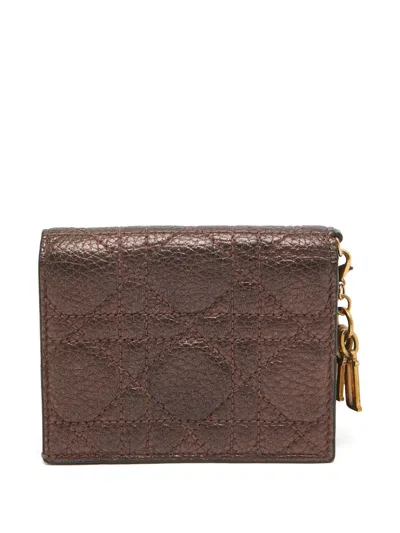 Pre-owned Dior Quilted Leather Cardholder In Brown