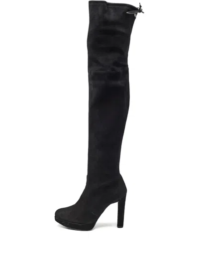 Pre-owned Stuart Weitzman 120mm Suede Platform Over-the-knee Boots