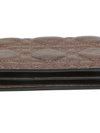 Pre-owned Dior Quilted Leather Cardholder In Brown