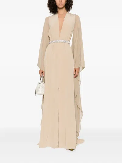 Stephane Rolland Embellished-belt Maxi Dress In Neutral