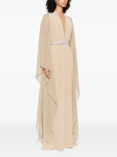 Stephane Rolland Embellished-belt Maxi Dress In Neutral