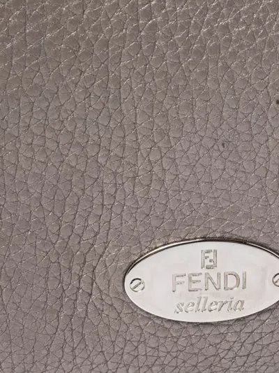 Pre-owned Fendi Leather Continental Wallet In Silver
