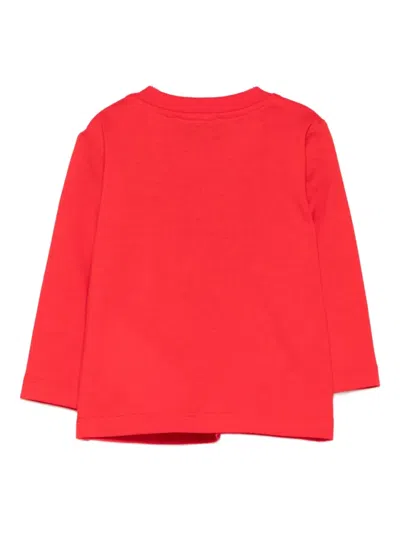 Moschino Teddy Bear-print Long-sleeves Top In Red
