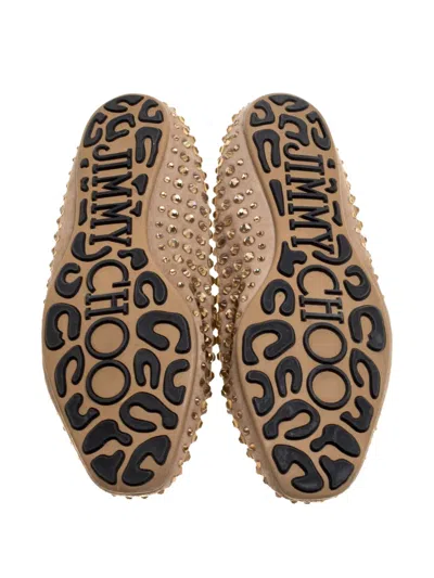 Pre-owned Jimmy Choo Crystal-embellishment Suede Slippers In Neutral