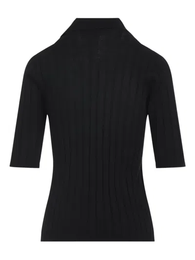 Fabiana Filippi Wool Polo Metal Beads In Black