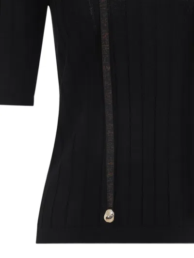 Fabiana Filippi Wool Polo Metal Beads In Black