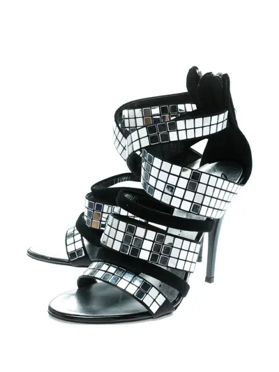 Pre-owned Giuseppe Zanotti Vintage 110mm Mirror-embellished Sandals In Silver
