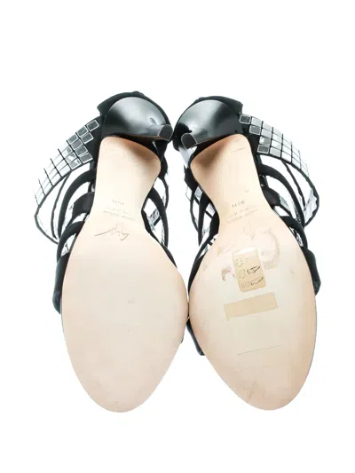 Pre-owned Giuseppe Zanotti Vintage 110mm Mirror-embellished Sandals In Silver