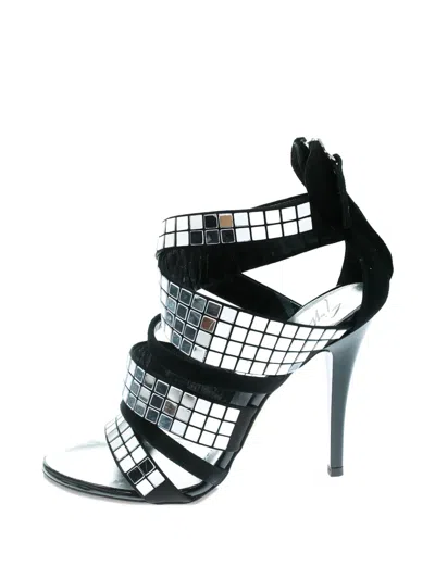 Pre-owned Giuseppe Zanotti Vintage 110mm Mirror-embellished Sandals In Silver