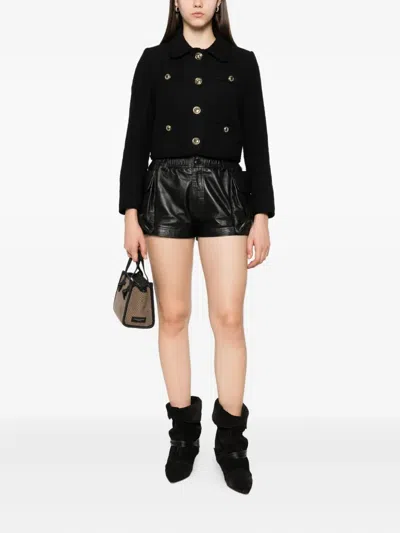 Ba&sh Meiradith Gold-button Cropped Jacket In Black