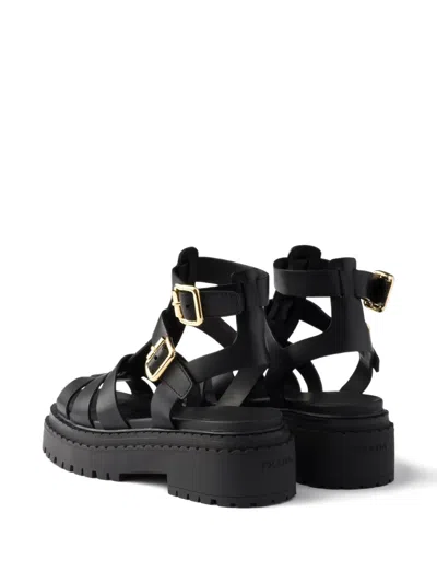 Prada Women's Leather Sandals With Ankle Straps
