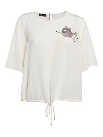 Pre-owned Emporio Armani Silk Top In White