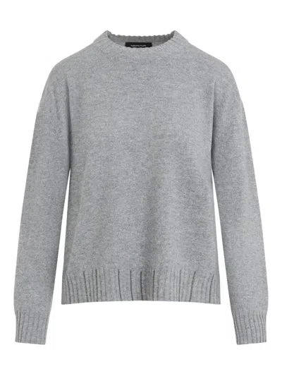 Fabiana Filippi Wool-cashmere Blend Sweater With Ribbed Hem In Gray