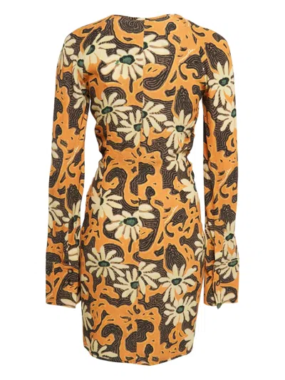 Pre-owned Nanushka Daisy Wrap Mini Dress In Orange
