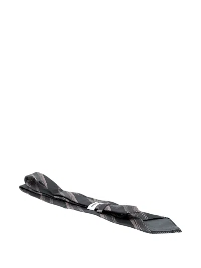 Pre-owned Giorgio Armani Striped Silk Tie In Black