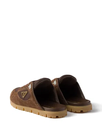 Prada Trail Mesh-panel Suede Mules