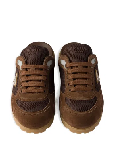 Prada Trail Mesh-panel Suede Mules