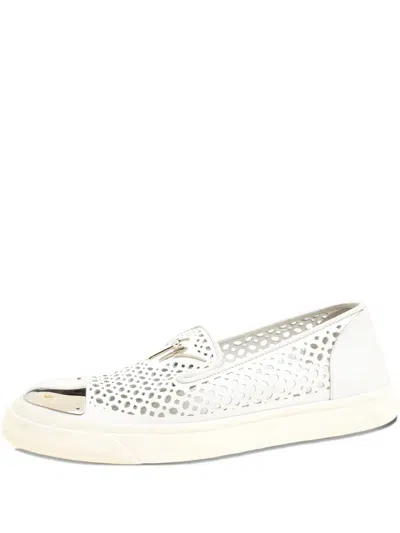 Pre-owned Giuseppe Zanotti Vintage Perforated Metal-toe Slip-on Sneakers
