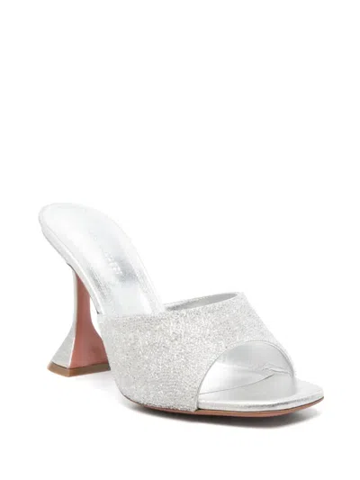 Amina Muaddi Lupita Crystal 95 Silver Satin In Multi