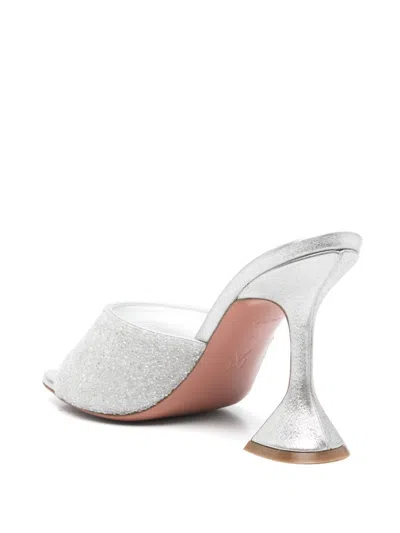 Amina Muaddi Lupita Crystal 95 Silver Satin In Multi