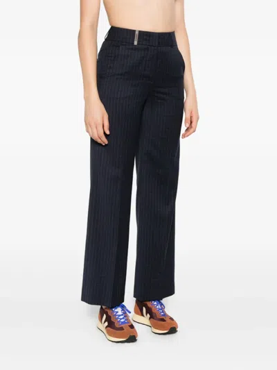 Peserico Striped Detail Casual Pants In Blue