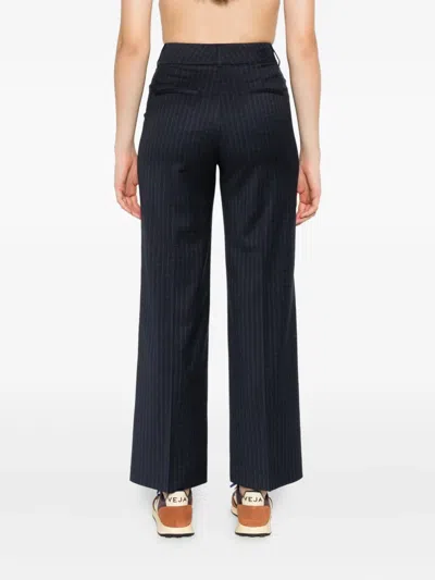 Peserico Striped Detail Casual Pants In Blue