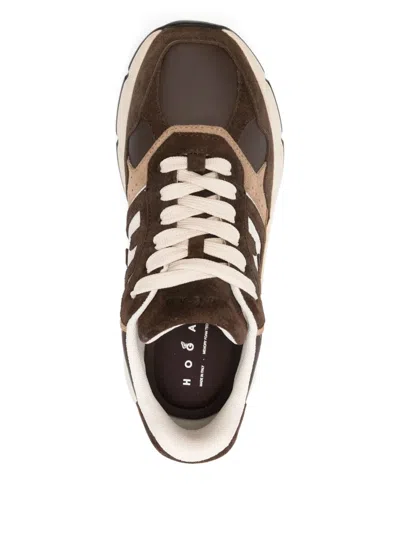 Hogan Leather Sneakers With Contrast Sole And Suede Panels In Silver