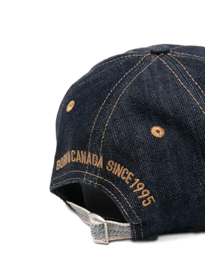 Dsquared2 Blue Baseball Cap With Logo Patch On The Front And Logo Lettering On The Rear In Blue