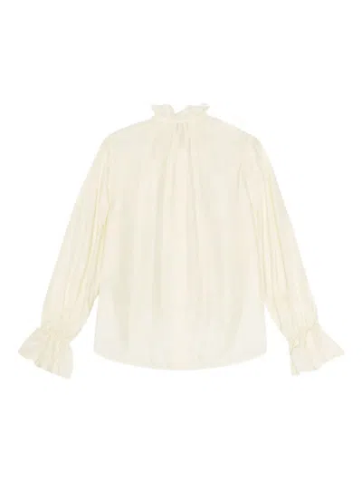 Ganni Shirt With Bow In White