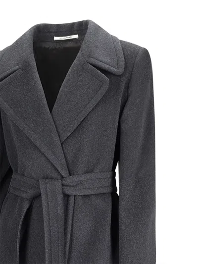 Tagliatore Belted Wrap Coat In Black