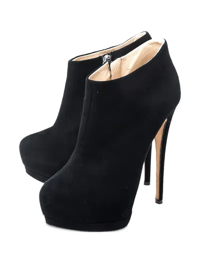 Pre-owned Giuseppe Zanotti 145mm Suede Platform Boots In Black