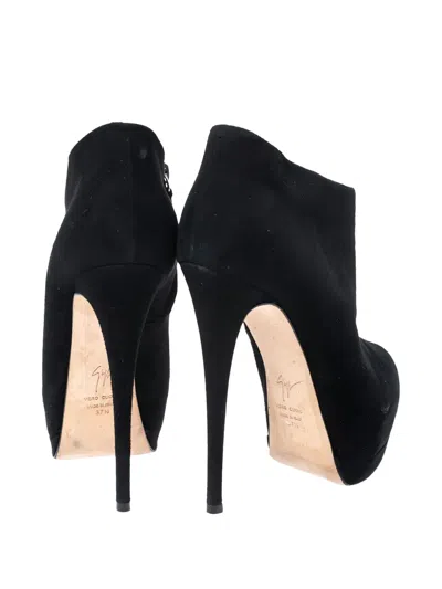Pre-owned Giuseppe Zanotti 145mm Suede Platform Boots In Black