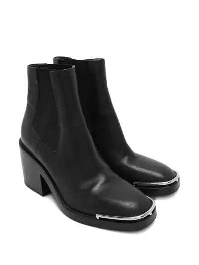 Pre-owned Alexander Wang Block-heel Leather Boots In Black