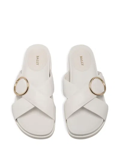 Bally Crossover-strap Leather Sandals In White