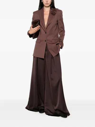 Hugo Boss Rose-embellished Blazer In Brown