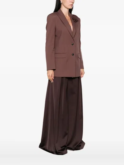 Hugo Boss Rose-embellished Blazer In Brown