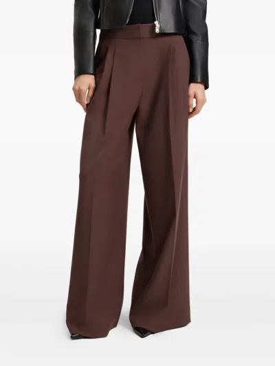 Hugo Boss Relaxed-fit Pants In Stretch Fabric With Wrap Effect In Brown