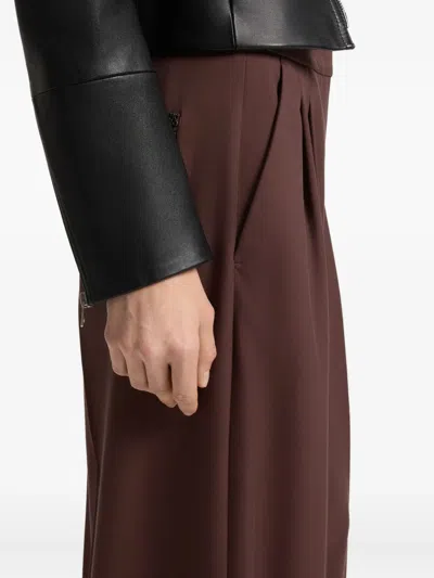 Hugo Boss Relaxed-fit Pants In Stretch Fabric With Wrap Effect In Brown