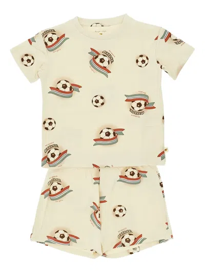Konges Sløjd Football-print T-shirt And Shorts Set In Neutral
