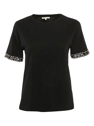 Pre-owned Maje Crystal-embellished T-shirt In Black
