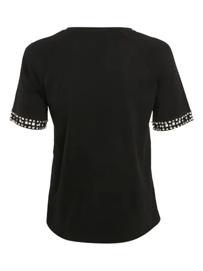 Pre-owned Maje Crystal-embellished T-shirt In Black